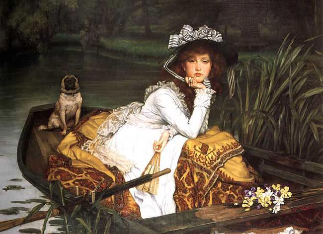 James Tissot Young Lady in a Boat. Norge oil painting art